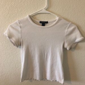 white lettuce trimmed crop top